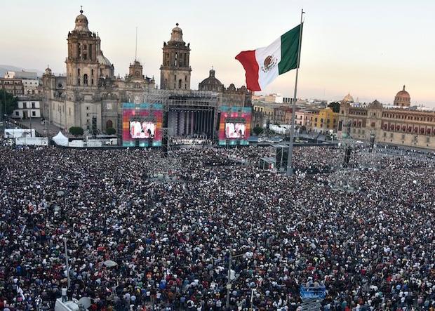 El Zócalo durante el discurso del Presidente mexicano. 