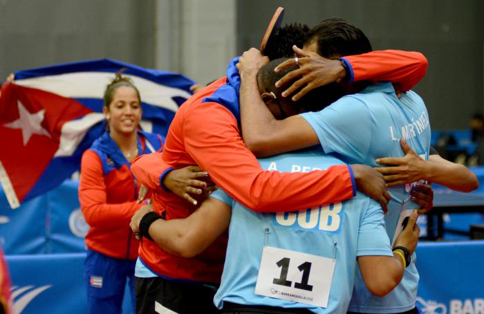 Centroamericanos y del Caribe Tenis de Mesa arranca cuba su participacion en los juegos Ganador el Oro por equipo Masculino Andy Perira, Moises Campos y Livan Martinez