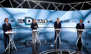 Los cuatro candidatos de los principales partidos, durante el debate de Atresmed