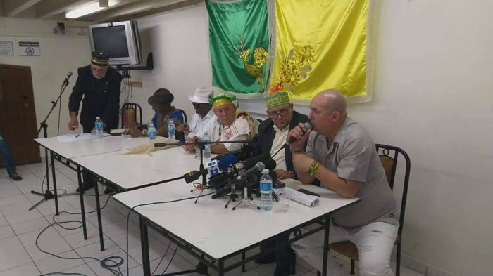 Conferencia de prensa sobre la Letra del año 2020. Imageb tomada de la cuenta en facebook de la Asociación Cultural Yoruba de Cuba 