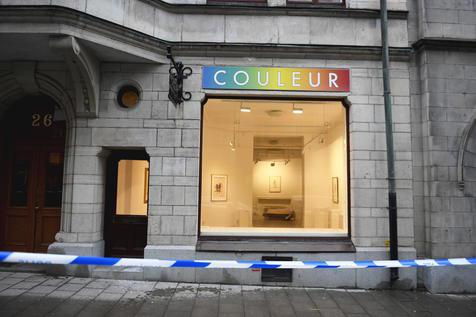 epa08178244 A general view on the Couleur art gallery in Stockholm, Sweden, 30 January 2020. According to reports, Spanish artist Salvador Dali sculptures have been stolen from an exhibition at the Couleur gallery on 30 January. Police said that: at least two thieves entered the Couleur gallery in central Stockholm early Thursday morning by smashing the entrance window. The alarm went off after 4 a.m. and police arrived at the scene shortly after.  EPA/ALI LORESTANI  SWEDEN OUT