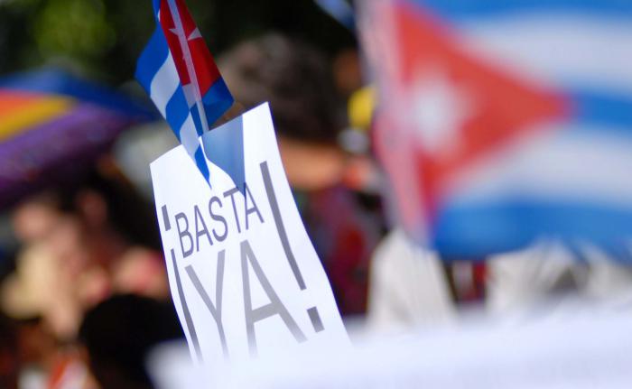 Acto contra el bloque convocado por la FMC. Parque Mariana Grajales