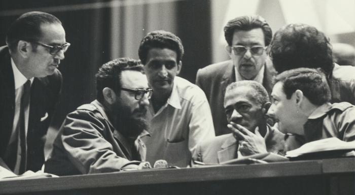 XIII Congreso de la CTC, 1973 Fidel Castro, Lázaro Peña, Raúl Castro y Osvaldo Dorticos