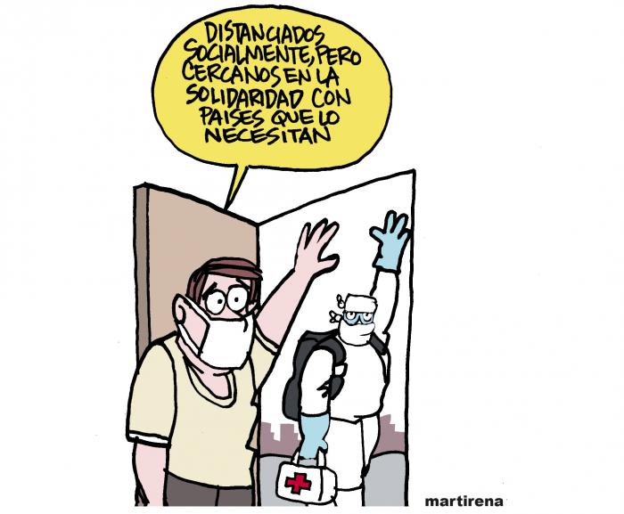 Nuevo coronavirus. distanciados socialmente, pero cercanos en la solidaridad con paises que lo necesita