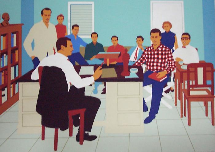 Con el mismo rigor clandestino con que se prepararon las acciones del Moncada, se constituyó después, el 12 de junio de 1955, la Dirección Nacional del Movimiento Revolucionario 26 de Julio. ilustración: rené mederos