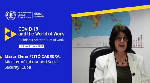 Ministra de Trabajo y Seguridad Social de Cuba, Marta Elena Feitó