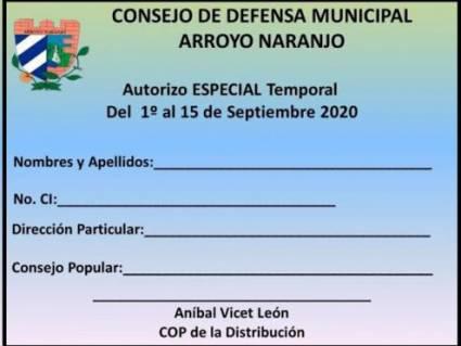 tarjeta de uso temporal