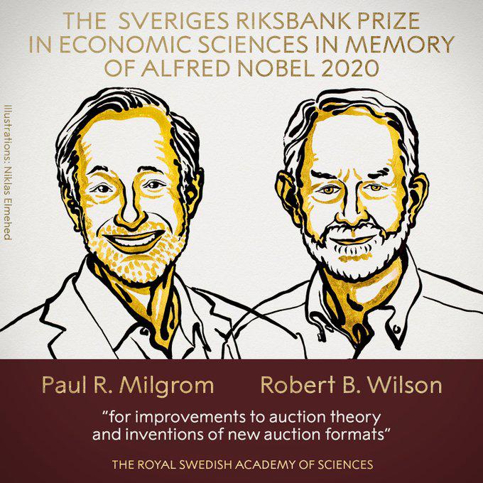 Los estadounidenses Paul Milgrom y Robert Wilson recibieron el Premio Nobel de Economía 2020.