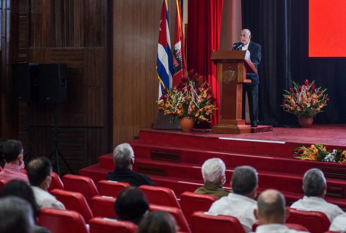 Presiden Miguel Diaz Canel, presidente de la República de Cuba, José Ramón Machado Ventura (foto), Segundo secretario del CCPCC, Rosario Pentón Díaz, Rectora de la Escuela Superior del Partido, Ñico López, en el 60 Aniversario del Sistema de Escuelas del Partido, en la Escuela Superior del Partido Ñico López