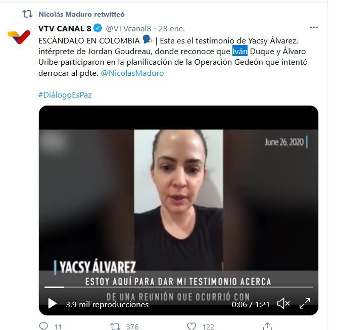 Yacsy Alejandra Álvarez Mirabal, implicada en la fallida incursión armada que pretendía dar un golpe de Estado en Venezuela, conocida como Operación Gedeón, en mayo de 2020