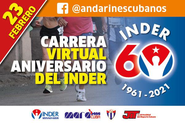 Carrera virtual aniversario 60 del Inder La celebración será del 22 al 24 de febrero. Foto: Jit