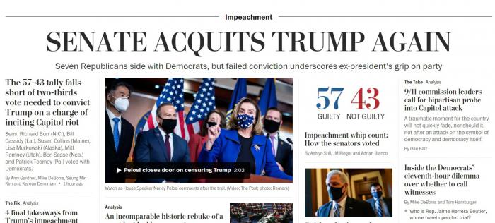 La votación se produce aproximadamente cinco semanas después del ataque del 6 de enero, cuando una turba pro-Trump irrumpió en el Capitolio en un esfuerzo por detener el proceso de certificación de la victoria de Joe Biden en en los comicios del 3 de noviembre