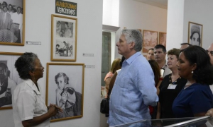 El Presidente Miguel Díaz-Canel, el 18 de julio de 2019, en el Museo de la Alfab