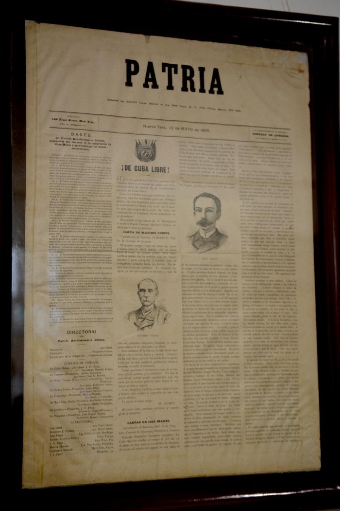 Fragua Martiana. Portada del periódico Patria, N. York, 13 de mayo de 1893, Año III número 162