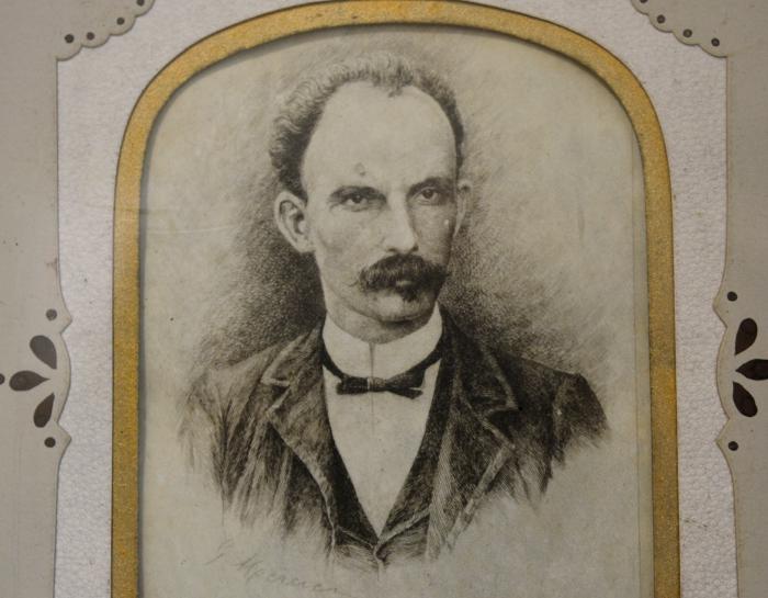 Fragua Martiana. Retrato de José Martí de la autoría de Mercier, grabado en acero..