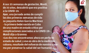 Helen, primera bebé nacida en Cuba de una madre en estado crítico por complicaci