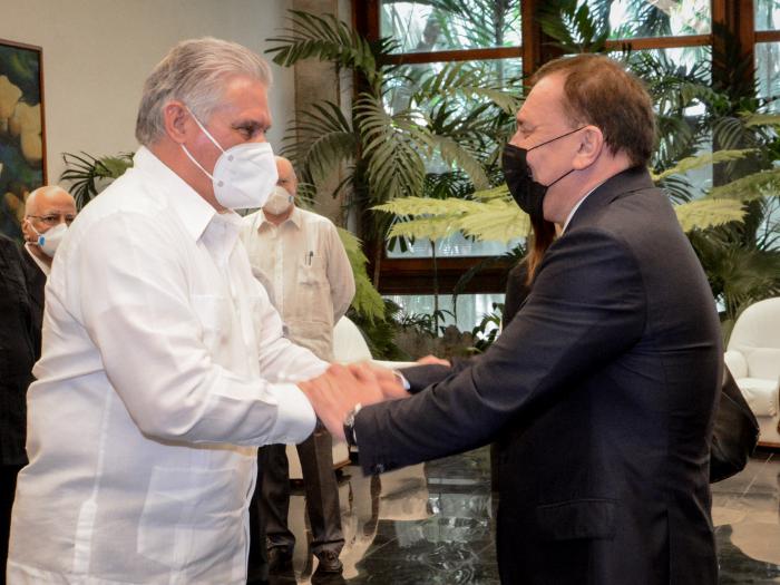 ENCUENTRO DIAZ CANEL CON VICE PRIMER MINISTRO RUSO