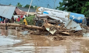 El agua se ha llevado por delante vehículos y pequeñas viviendas. FOTO: EFE