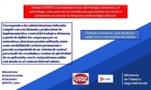 Información visual que acompaña al Twitter de la Ministra de Trabajo y Seguridad