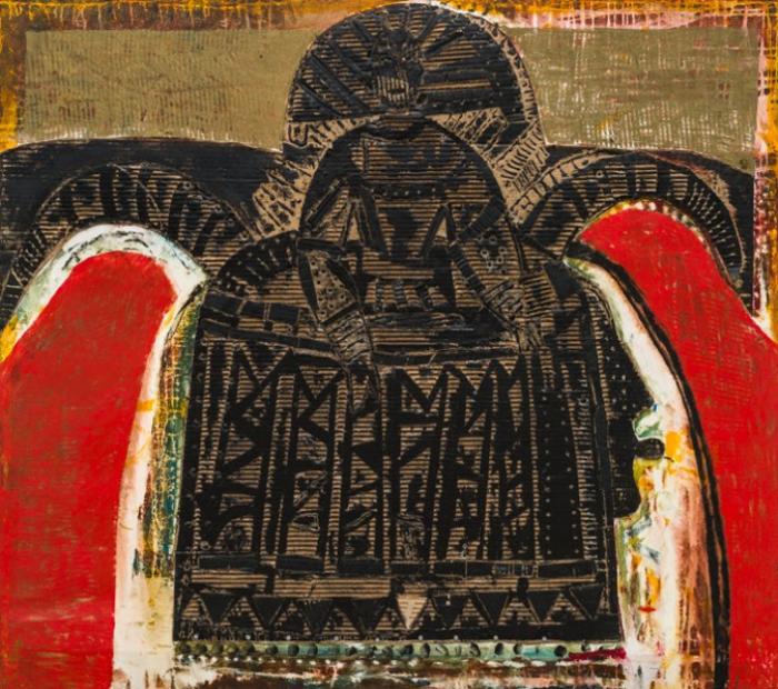 Obra de la muestra personal de Moisés Finalé «Entre senufo y Meninas» expuesta en los salones de Galería Habana