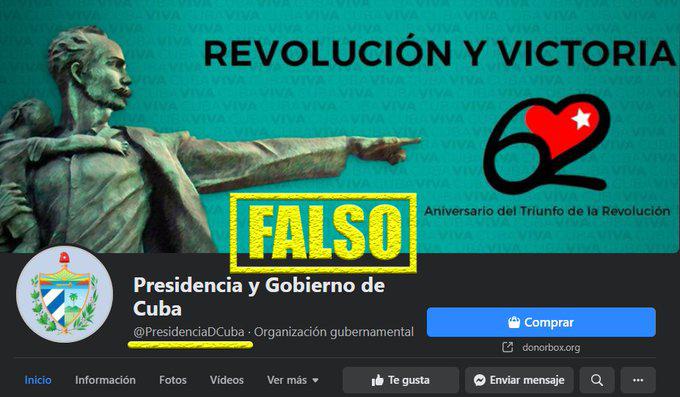 Página falsa de la Presidencia de Cuba
