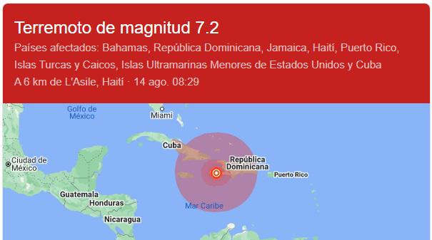Terremoto en Haití 14 agosto 2021