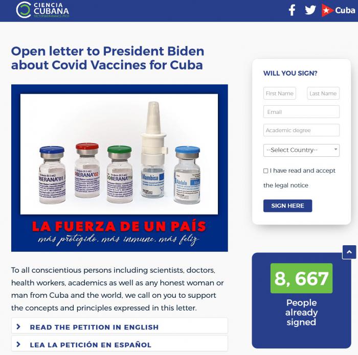 Captura de pantalla del sitio web https://www.cienciacubana.cu/es