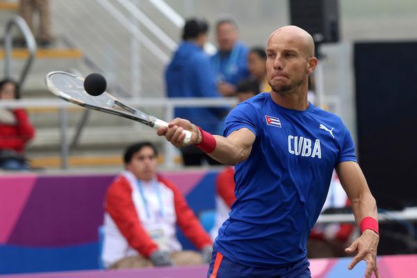 Lima, Sunday August 04, 2019  - Cuba ’s Alejandro Gonzales hits the ball during a Peruvian Fronton  Basque Pelota match against Peru at the Complejo Deportivo Villa Maria del Triunfo at the Pan American Games Lima 2019.
 
Copyright  Yael Rojas / Lima 2019

Mandatory credits: Lima 2019
** NO SALES ** NO ARCHIVES **