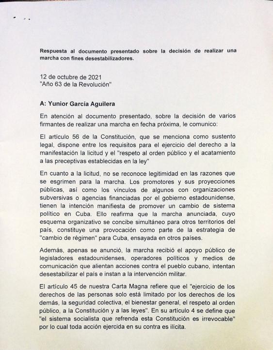 carta a Yunior García Aguilera