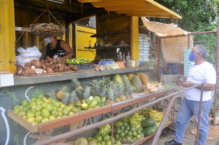 Puesto de venta de producto de la agricultura.