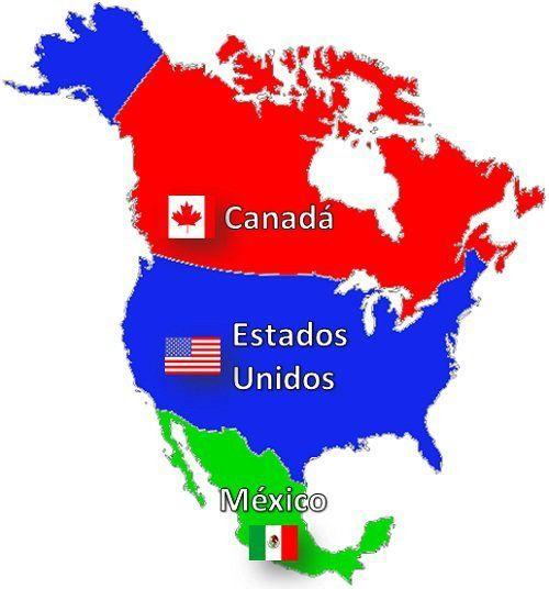 Países de América del Norte- México, Estados Unidos, Canadá