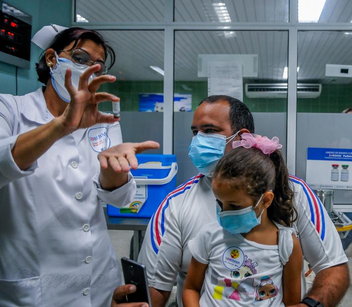Vacunación de ensayo soberana plus, en niños convalecientes de Covid, hospital Pediatrico Juan Manuel Márquez