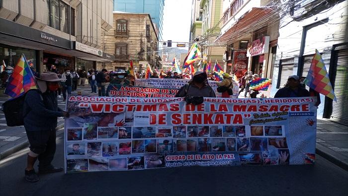 Marcha exigiendo justicia para las víctimas de la masacre de Senkata, ocurrida el 19 de noviembre de 2019, durante las protestas contra el golpe de Estado