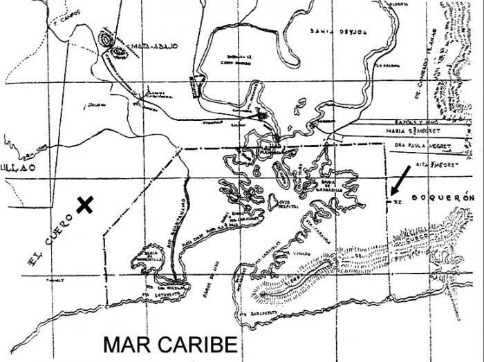 Mapa de la ilegal base naval de Guantánamo