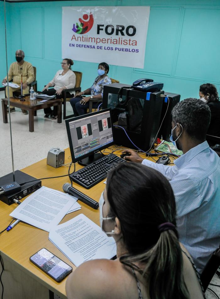 Foro antimperialista virtual, en defensa de los pueblos, efectuado en la cede del Comité Central del PCC