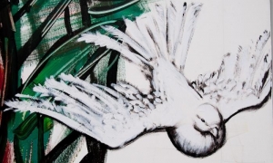 Detalle de mural por la paz, de la brigada Marta Machado.