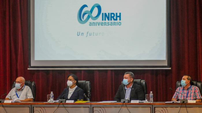 Balance anual del Instituto Nacional de Recursos Hidraulicos, presidido por la Viceprimer Ministra, Inés María Chabman y el Presidente del INRH Antonio Rodríguez, Presidente del Instituto Nacional de Recursos Hidráulicos (INRH)