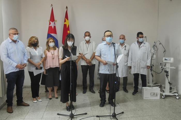Acto de agradecimiento a la corporación ChinaHainergy por donativos de equipos médicos al Minsap, presidido por Debora Rivas Saavedra, viceministra del Mincex, desarrollado en el Hospital Universitario General Calixto Garía, Plaza