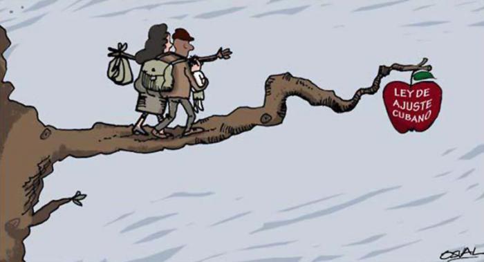 Caricatura Ley de Ajuste Cubano