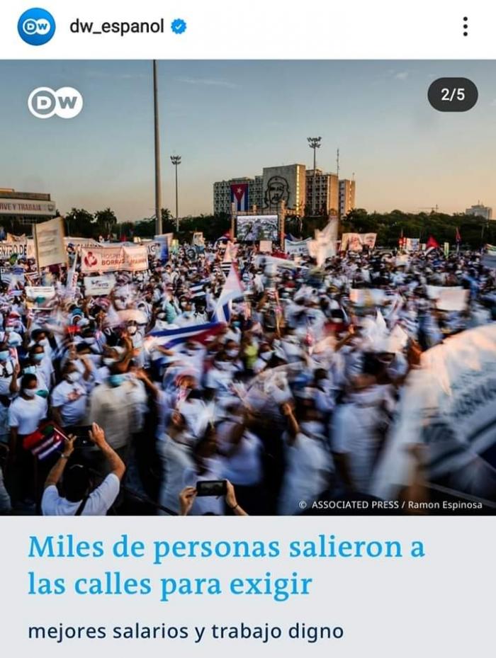 El medio alemán, a través de su cuenta oficial en Instagram empleó una foto del desfile en la mayor de las Antillas. 