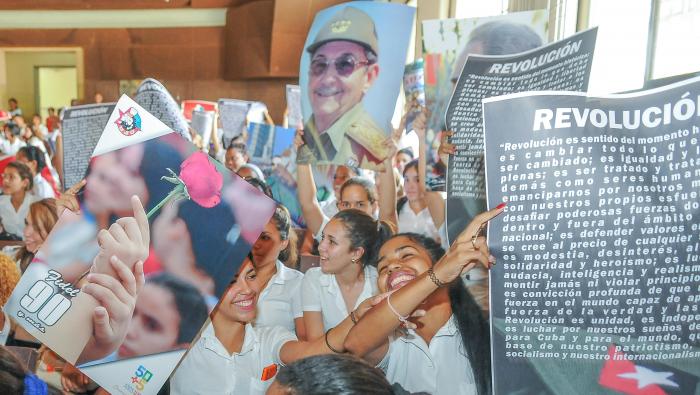 Acto de reafirmaciòn de la Juventud con la Revoluciòn cubana, en la Escuela Pedagògica Fulgencio Oroz Gòmez