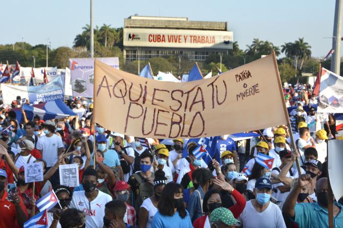 JPrimero de Mayo en la Plaza de la Revolucion con la presencia del general de ejército Raúl Castro Ruz, líder histórico de la Revolución, Miguel Díaz-Canel Bermúdez