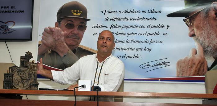 Conferecia de prensa del Coordinador Nacional de los CDR Geraldo Hernandez por el 62 Aniversario de los CDR.