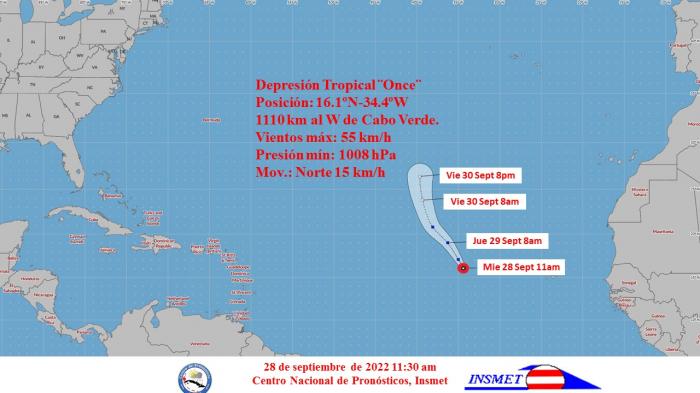 Se forma en aguas del Atlántico central la depresión tropical «Once»