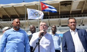 Tomas Bach Pdt Del COI visita Cuba