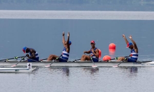 final del remo con sede en el Lago Iliopango, durante los XXIV Juegos Centroamericanos y del Caribe San Salvador, el 28 de Junio de 2023