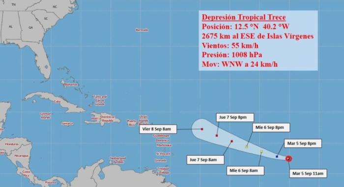 depresión tropical número 13 