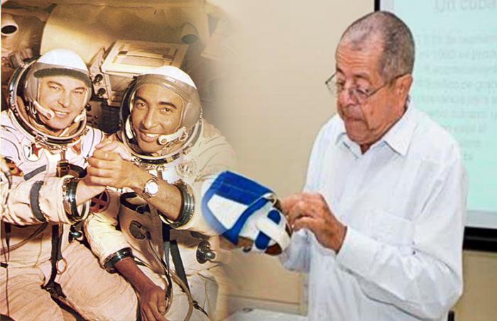 El doctor Hernández y González Corvo, autor del calzado cósmico . Fotocomposición: Claudia garcía