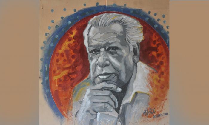 Transformando La Ciudad que Amamos; proyecto del barrio La Timba,grafiti en un pared de Nicolas Guillen.