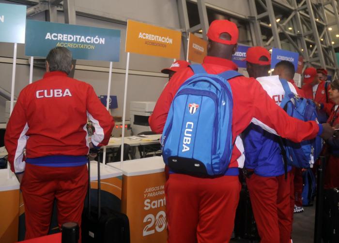 Bienvenida de la delegación cubana a Santiago de Chile en los XIX Juegos Panamericanos 